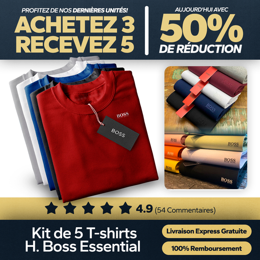 [ACHETEZ 3 RECEVEZ 5] Kit de 5 T-shirts H. Boss Essential